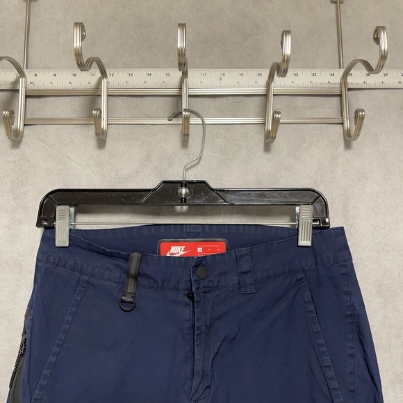 Nike Pants Men 30 X28 Blue Woven Bonded Jogger Tapered Khaki Cargo Tech Utility - Picture 1 of 9